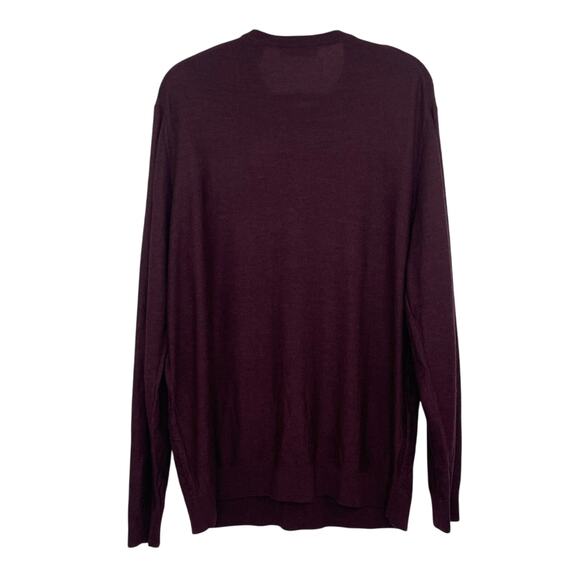 Hart Schaffner Marx Extra Fine Merino Wool XL maroon plum knit sweater V-neck - Picture 4 of 11